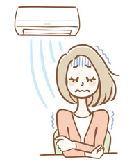クーラーで冷えた女性